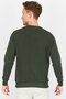 Men Crew Neck Long Sleeve Brand Logo Sweatshirts, Dark Green and White - 2