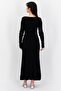 Women Ribbed Maxi Dress, Black - 4