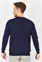Men Crew Neckline Brand Logo Long Sleeves Sweatshirt, Blue and Red - 3
