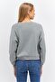 Women Round Neck Long Sleeve Plain Sweatshirt, Sage - 2