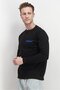Men Crew Neck Brand Logo Long Sleeve Sweatshirt, Black and Blue - 3