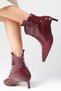 Coralie Burgundy Color Zippered, Thin Faux Fur Lined, Short Heeled Women's Boots - 7