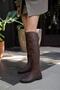 Brown Women's Stone Detailed Long Leather Women's Boots - 2