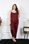 Women's Large Size Red Plaid Rope Strap Pajama Suit 202197 - 2