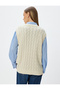 Oversize Sweater with Hair Knit Texture, Crew Neck, Sleeveless - 4
