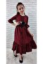 Vintage Basma Girls' Dress Mnk0299 Bordo