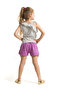 White Lilac Girl's Frilly Shoulder Gabardine Shorts Set MS-18Y2-058 - 2