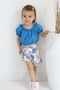 Palm Tree Pattern Muslin Fabric Girls' Suit with Shorts TF7355 BLUE
