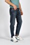 London Normal Waist Tight Tapered Cut Shrinkable Leg Blue Men's Jean Trousers - 6