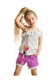 White Lilac Girl's Frilly Shoulder Gabardine Shorts Set MS-18Y2-058