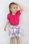 Palm Tree Pattern Muslin Fabric Girls' Suit with Shorts TF7355 Fuchsia - 2