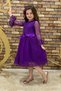 Colorful French Lace Buckle Girls' Dress Purple
