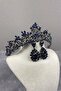 Navy Blue Melis Bridal Henna Crown and Drop Stone Earrings - 3