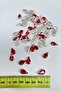 Bright Red - Stitched Detailed Glass Drop Beads 10 Pieces - 2