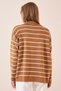 Polo Neck Striped Knitwear Sweater Dark Biscuit Lbp0008 - 3