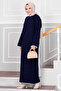 Etamin Embroidered Ribbed Knitwear Dress Navy Blue - 3