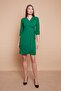 Side Tie Adjustable Scuba Crepe Lycra Fabric Capri Sleeve Stylish Office Dress -B.Green - 2