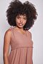 Inner Showers Not Visible V-Neck Shoulder Lace-Up Layered Ruffle Long Dress -Cinnamon - 6