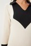Women's Ecru Contrast Polo Neck Knitwear Dress Jg00003 - 4