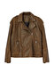 Kahverengi Oversize Kalıp Yıkama Efekctli Suni Deri Biker İnce Ceket Mont TWOAW25MO00010 - 11