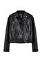 Siyah Regular Kalıp Suni Deri Biker İnce Ceket Mont TWOAW25MO00002 - 7