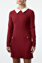 Bordo Yaka Detaylı Dokuma Elbise TWOAW24EL00298 - 3