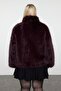 Bordo Regular Kalıp Kürk Büyük Beden Mont TBBAW25AW00000 - 7