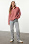 Dusty Rose Soft Textured Zippered Knitwear Sweater Twoaw20Xs0009 - 2