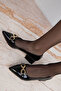 Black Patent Leather Women's Classic Heeled Shoes 19546 - 4