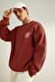 Kiremit Oversize/Wide Cut Floral Embroidered Fleece Lined Cotton Sweatshirt Tmnaw24Sw00012 - 2