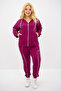 Plus Size Hooded Zippered Tracksuit Set - 8130-25