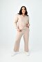 Women's Large Size Linen Fabric Polo Collar Double Suit 8071-24