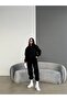 Women's Black 3-Thread Hooded Sweatshirt and Sweatpants Set - 7