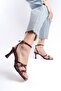 Women's Shoes, Burgundy Heels, Adjustable Belt Buckle for Scalloped Feet - 3