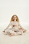 Girl's Long Sleeve Beige Melange Pajama Set C2T1N7O8 - 5
