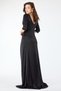 Abendkleid mit ellenbogenlangen Ärmeln und Strassbesatz an der Taille - 24412-BLACK - 7