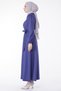 Plain Shirt Collar Women's Navy Blue Collar Stone Detailed Belted Dress - 24758 - 4