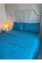 Turquoise and Gray Piped Double Duvet Cover Set (100% Cotton)
