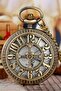Special Retro Bronze Color Numeral Embroidered Design Chain Pocket Watch - 5
