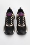 Women's High Sole Sneaker Lace-up Leopard Detailed Sports Shoes Desya black - 6