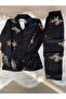 Leopard Printed Suede Shirt Collar Long Sleeve Pajama Set - 8