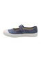 Women's Navy Blue Ballerina Shoes - Velcro Linen Ballerina - 5