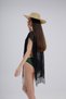 Lace Poncho Pareo Side Stitched Self-Stretching Fringed Beach Dress - 5