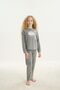 Girl's Long Sleeve Gray Melange Pajama Set C6T9N6O8