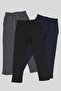 Black-Navy Blue-Anthracite Thick Cotton Elastic Waist Side Pocket 3-Piece Boy's Sweatpants Mtlcc98