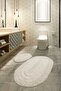 Macoroni Ecru Set of 2 Bathroom Rug, Mat 100% Natural Cotton Cotton Bpmk