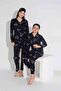 Women's Teddy Bear Patterned Front Buttoned Mother Girl Combination Suede Velvet Winter Warm Pajamas Set - 5