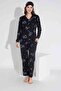 Women's Teddy Bear Patterned Front Buttoned Mother Girl Combination Suede Velvet Winter Warm Pajamas Set - 6