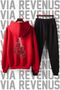 Boxing Gloves Printed Unisex Wide Fit Soft Fabric Hooded Tracksuit Set - 2
