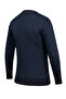 Men's Crew Neck Knitwear Navy Blue Sweater Patterned Steel Knit Classic Fit - 5005C - 5